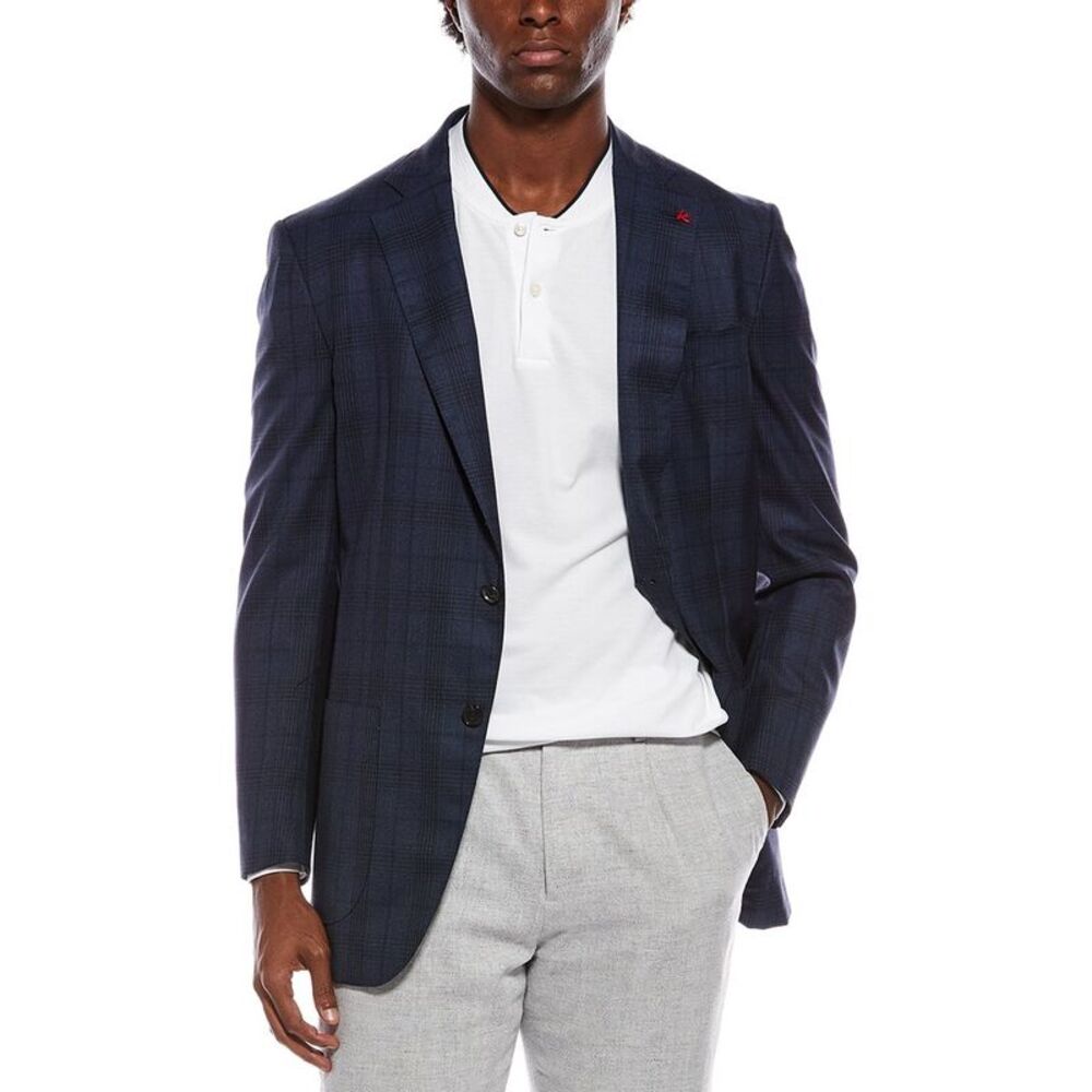 Isaia Mens  Wool Blazer, Blue